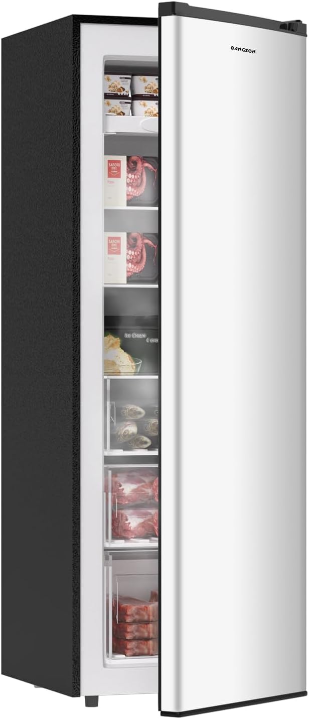 Upright Freezer, 7.0 Cu.ft Stand Up Freezer, Convertible Upright Freezer/Refrigerator, Single Door for Kitchen,Garage, Office, Apartment, Silver