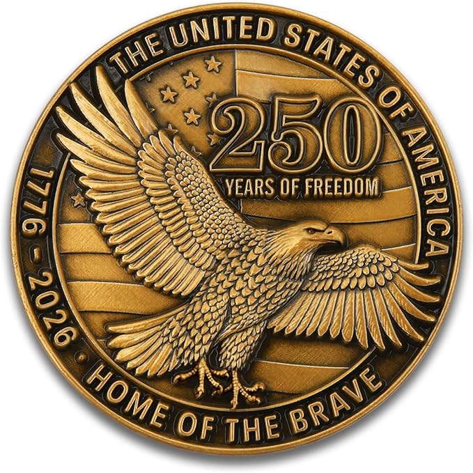 USA 250th Anniversary Commemorative Zinc Alloy Coin - United States of America Liberty & Courage 1776-2026