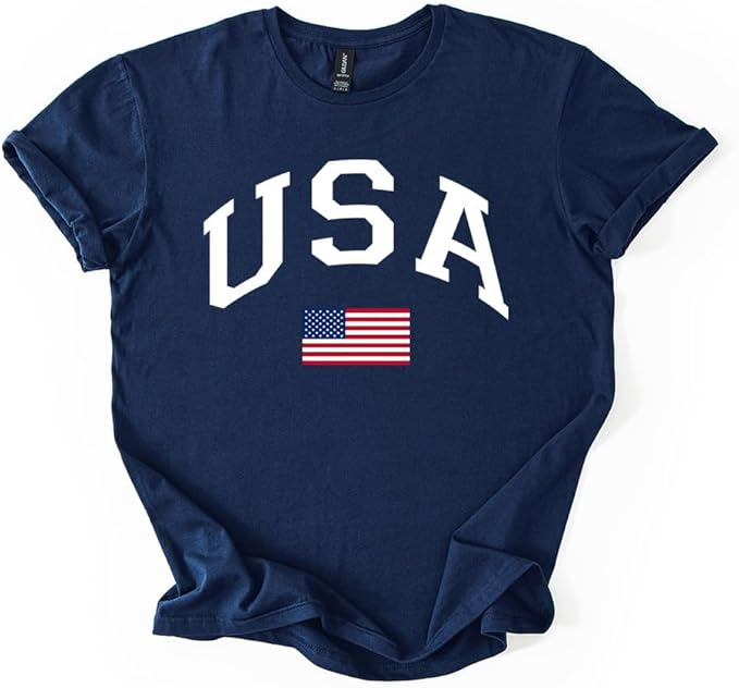 USA Patriotic Graphic T Shirt Independence Day American Flag July Fourth Unisex Tee