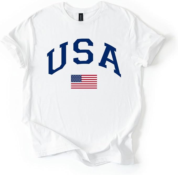 USA Patriotic Graphic T Shirt Independence Day American Flag July Fourth Unisex Tee