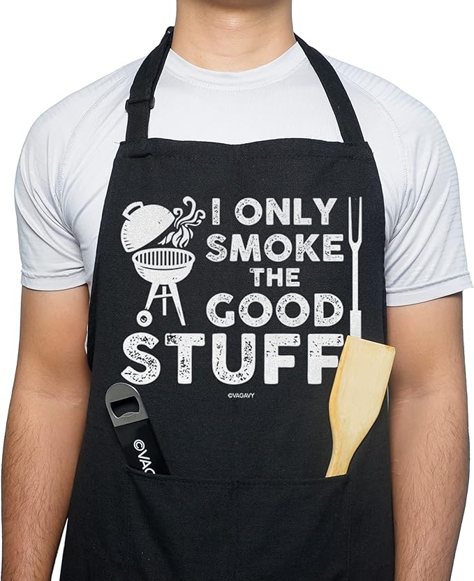 VAGAVY 100% Cotton, Black Funny Aprons for Men, Dad, Husband - Birthday, Father’s Day Grilling Gifts for Papa, Husband.