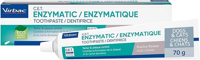 Virbac C.E.T.® Enzymatic Toothpaste| Tartar & Plaque Control for Fresh Breath | Pet Dental Care Toothpaste | Poultry Flavor, 2.5 oz