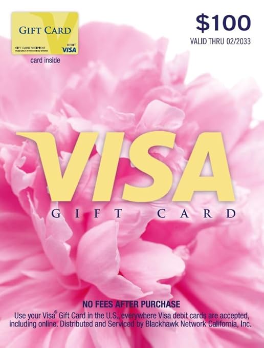 Visa Physical Gift Card $100 (plus $5.95 Purchase Fee)