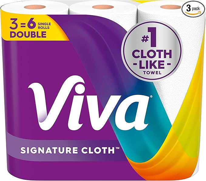 Viva Signature Cloth Paper Towels, Choose-A-Sheet Size, 3 Double Rolls, 86 Sheets per Roll (Packaging May Vary)