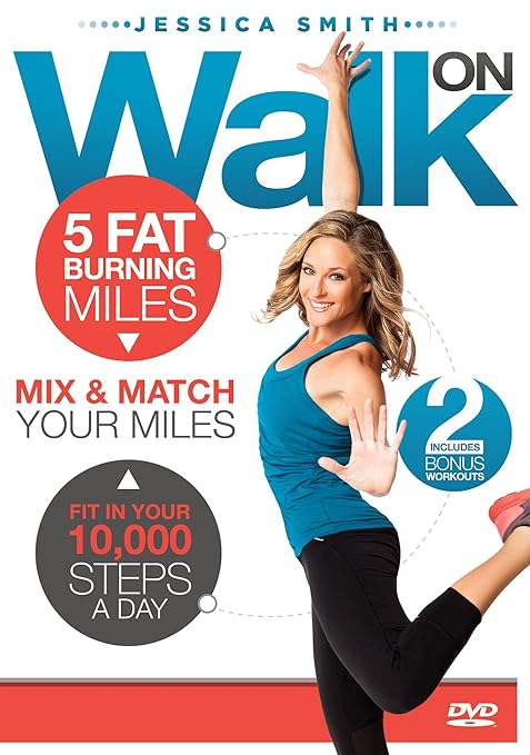 Walk On Indoor Walking Fitness DVD [No Treadmill] Plus Foot, Ankle, Knees and HIPS strengthening, 5 Fat Burning Miles Indoor Walking Exercise DVD, Zone 2 + Interval Cardio with Jessica Smith
