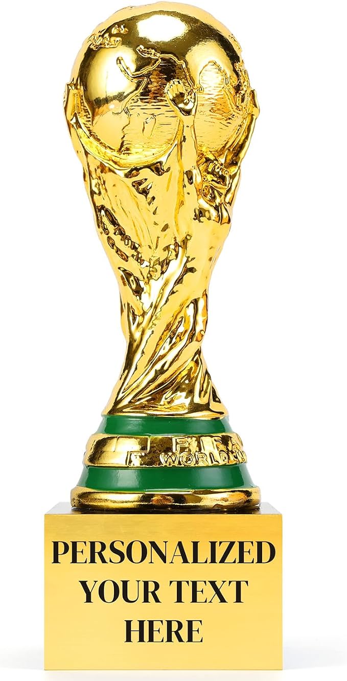 World Cup Trophy 2026 with Custom Text - Replica 6.7 Inch 3D Trophy - Soccer Fan Collectible Keepsake - Home Office Desktop Decor & Gift for Soccer Fans
