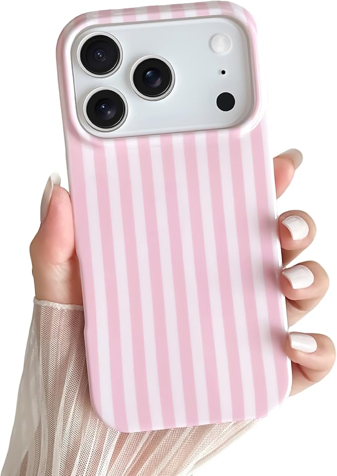Yeddabox for iPhone 17 Pro Max Case Cute Striped Phone Case Soft TPU Slim Shockproof Phone Cover for Women Girls, Pink