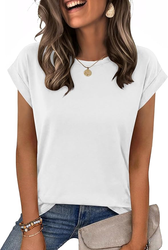 Zeagoo Womens Tops Summer Casual Cap Sleeve Tshirts Shirts Business Dressy Spring Fashion Outfits Trendy Clothes