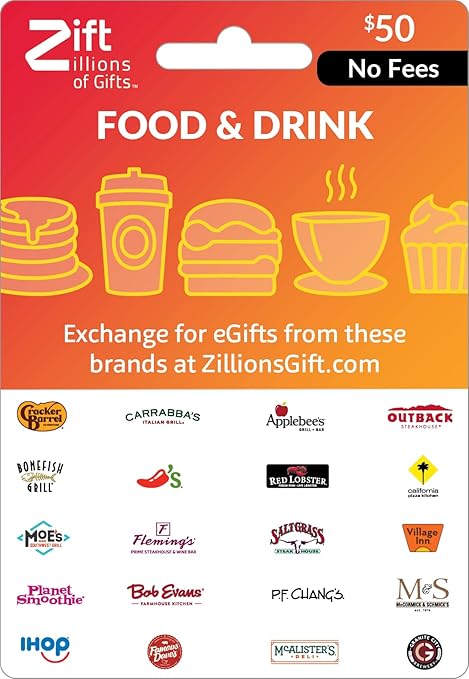 Zift Zillions of Gifts Food & Drink Multi-Brand Dining Physical Gift Card - $50
