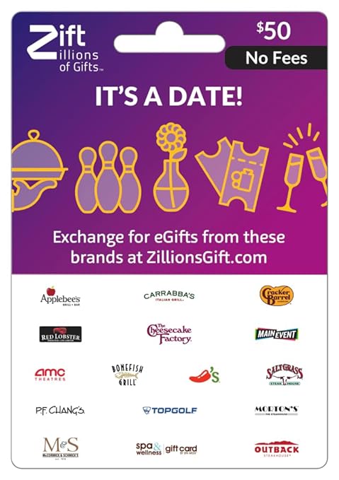 Zift Zillions of Gifts It's a Date Dining Physical Gift Card - $50