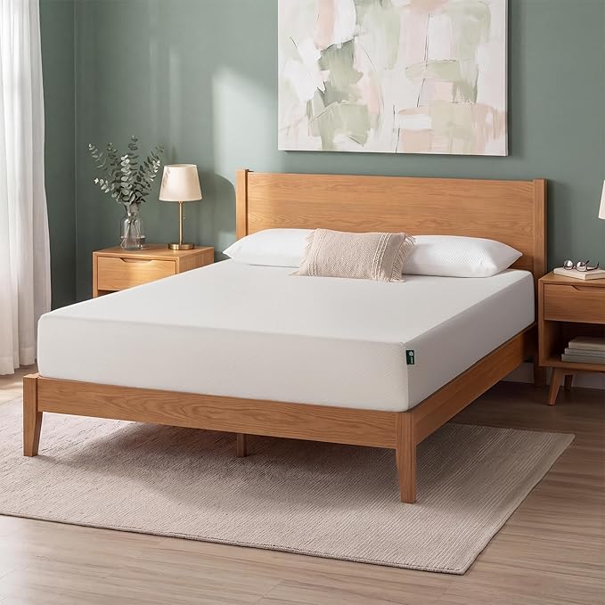 Zinus Green Tea Memory Foam Mattress 10 Inch, Pressure-Relieving Comfort & Full-Body Support, Naturally Fresh, Medium Firm Feel, CertiPUR-US & Oeko-TEX Certified Safe Materials, Queen