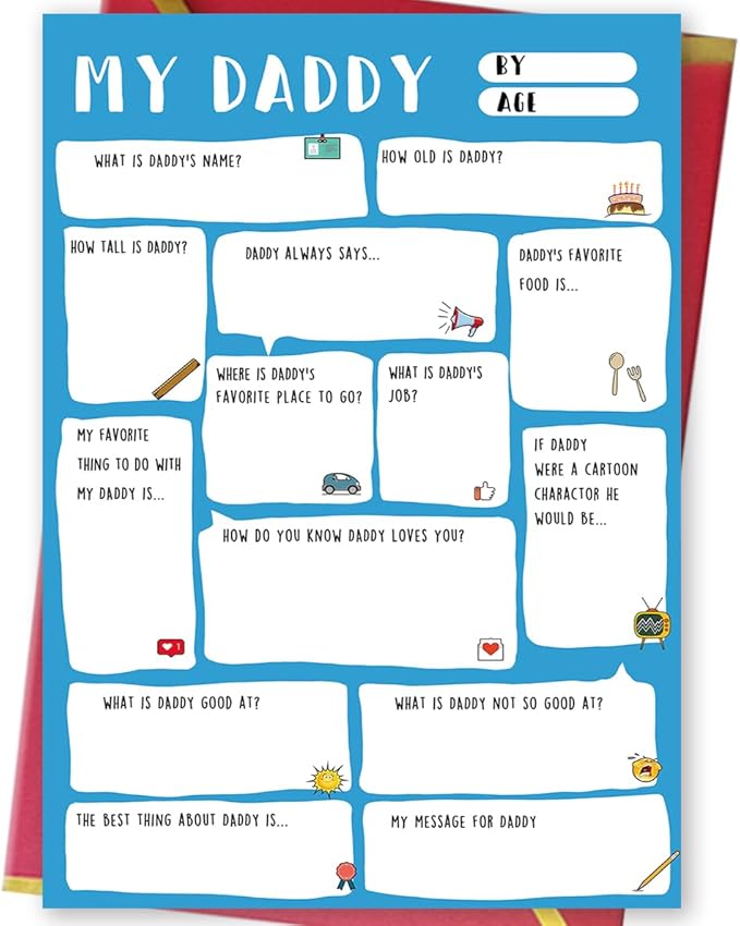 Ziwenhu Daddy Fathers Day Card,Funny Fathers Day Gift,Dad Gift from son daughter,Fathers Day Gift Ideas,Fill in the blanks keepsake Card……